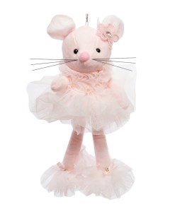 Елочная игрушка Мышка с цветком розовая 801054 30 см 1 шт Art east