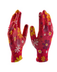 Перчатки садовые из полиэстера с нитрильным обливом цветы М 67857 Palisad