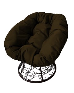 Кресло чёрное Пончик ротанг 12320405 коричневая подушка M-group