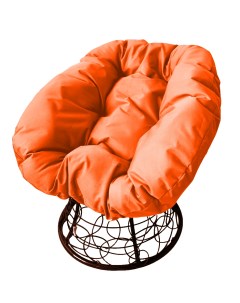 Кресло коричневое Пончик ротанг 12320207 оранжевая подушка M-group