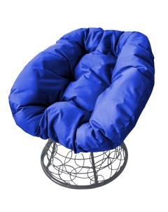 Кресло серое Пончик ротанг 12320310 синяя подушка M-group