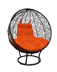 Кресло садовое Круг черное на подставке ротанг 11080407 оранжевая подушка M-group