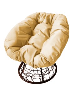 Кресло коричневое Пончик ротанг 12320201 бежевая подушка M-group