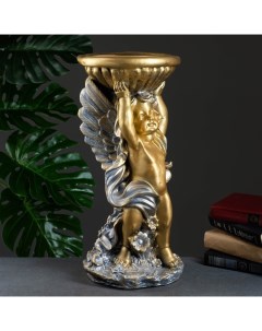Цветочное кашпо Ангел с чашей Р00013442 6 л бронза серебро 1 шт Хорошие сувениры
