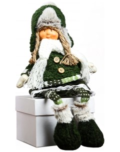 Новогодняя фигурка Девочка с косичками в зеленом пальто 4166959 13x8x36 см Sima-land