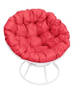 Кресло белое Папасан 12010106 красная подушка M-group
