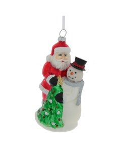 Елочная игрушка Дед Мороз и снеговик 762722 1 шт красная Oldim