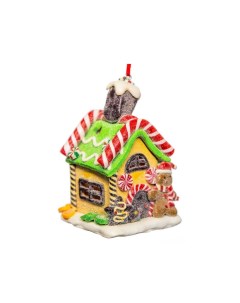Елочная игрушка Шоколадно пряничный домик с подсветкой MA7876B 8 см 1 шт Crystal deco