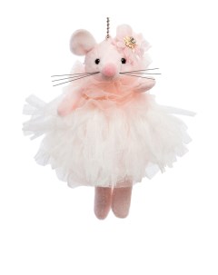 Елочная игрушка Мышка с цветком персиковая 801037 20 см 1 шт Art east