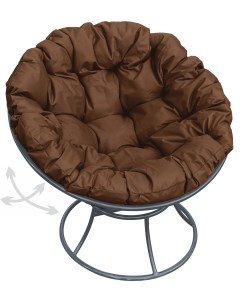 Кресло серое Папасан пружинка 12040305 коричневая подушка M-group