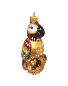 Елочная игрушка Попугай на дереве 1605567 1 шт золотистый разноцветный Nobrand