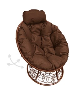 Кресло коричневое Папасан пружинка мини ротанг 12090205 коричневая подушка M-group