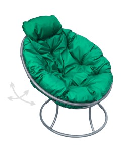 Кресло серое Папасан пружинка мини 12080304 зелёная подушка M-group