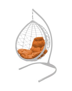 Подвесное кресло белый Капля Лори 11530107 оранжевая подушка M-group