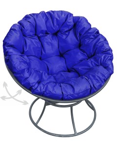 Кресло серое Папасан пружинка 12040310 синяя подушка M-group