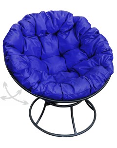 Кресло чёрное Папасан пружинка 12040410 синяя подушка M-group
