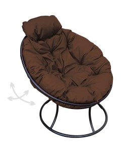 Кресло чёрное Папасан пружинка мини 12080405 коричневая подушка M-group