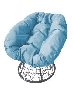 Кресло серое Пончик ротанг 12320303 голубая подушка M-group