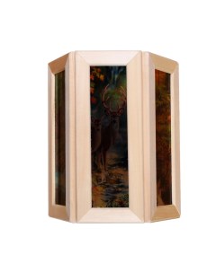 Абажур деревянный Олени со вставками из стекла с УФ печатью 33х29х12см Добропаровъ