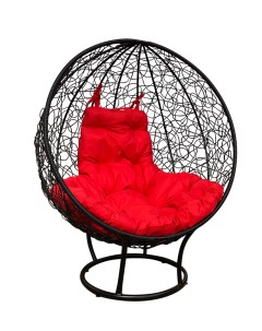 Кресло садовое Круг черное на подставке ротанг 11080406 красная подушка M-group