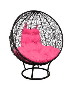 Кресло садовое Круг черное на подставке ротанг 11080408 розовая подушка M-group
