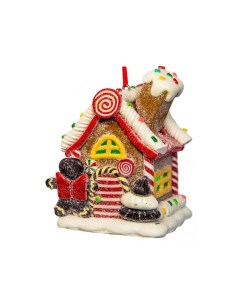 Елочная игрушка Шоколадно пряничный домик с подсветкой MA7876A 8 см 1 шт Crystal deco
