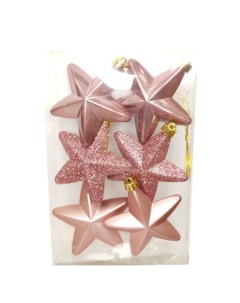 Елочная игрушка Звезды KSM 753608 6 шт розовый Remeco collection