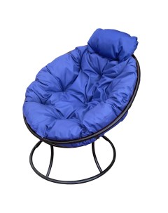 Кресло садовое Папасан мини черное 12060410 синяя подушка M-group