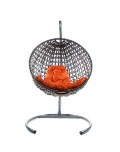 Подвесное кресло серый Круглый Люкс 11060307 оранжевая подушка M-group