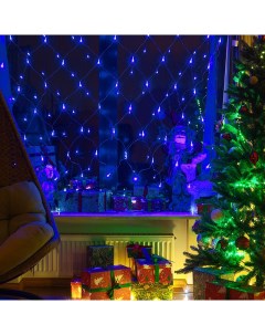 Гирлянда сетка новогодняя светодиодная на окно H0014 1 5 х 1 5 м синяя Baziator