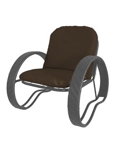 Кресло садовое ФАСОЛЬ с ротангом 12370305 серый коричневая подушка M-group