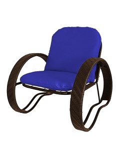 Кресло садовое ФАСОЛЬ с ротангом 12370210 коричневый синяя подушка M-group