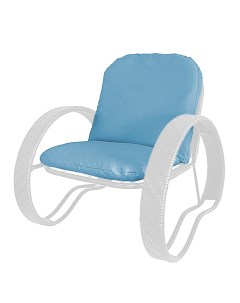 Кресло садовое ФАСОЛЬ с ротангом 12370103 белый голубая подушка M-group