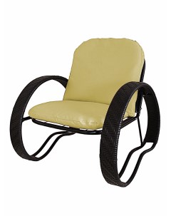 Кресло садовое ФАСОЛЬ с ротангом 12370411 черный желтая подушка M-group