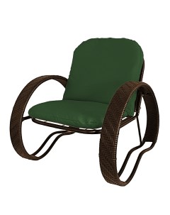 Кресло садовое ФАСОЛЬ с ротангом 12370204 коричневый зелёная подушка M-group