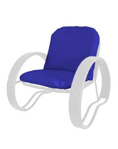 Кресло садовое ФАСОЛЬ с ротангом 12370110 белый синяя подушка M-group