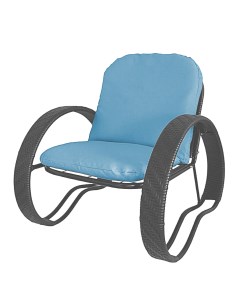 Кресло садовое ФАСОЛЬ с ротангом 12370303 серый голубая подушка M-group