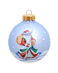 Елочный шар 801518 1шт разноцветный Дед Мороз с посохом 85 мм НФШ 1018 Elita