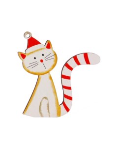 Елочная игрушка Рождественский котик дерево eli 22 5082 1 шт белый Breitner