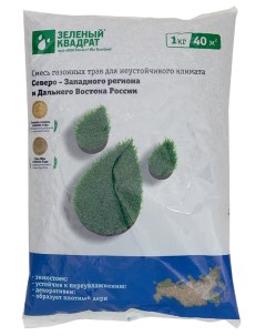 Семена газона Зеленый квадрат для Северо Западного региона и Дальнего Востока 1 кг Зеленый ковер