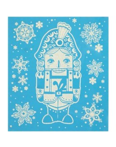 Новогоднее оконное украшение Снежный щелкунчик из ПВХ пленки Феникс present