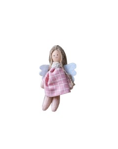 Елочная игрушка Ангелочек в клеточку текстиль eli 82 4663 розовый 1 шт розовый Breitner
