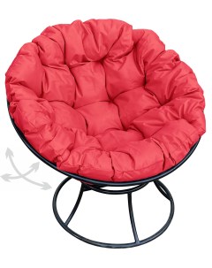 Кресло чёрное Папасан пружинка 12040406 красная подушка M-group