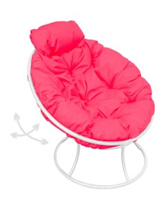 Кресло белое Папасан пружинка мини 12080108 розовая подушка M-group
