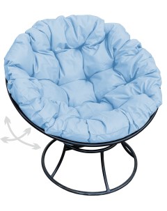 Кресло чёрное Папасан пружинка 12040403 голубая подушка M-group