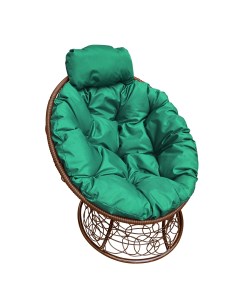 Кресло садовое Папасан мини коричневое ротанг 12070204 зелёная подушка M-group