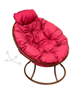 Кресло коричневое Папасан пружинка мини 12080206 красная подушка M-group