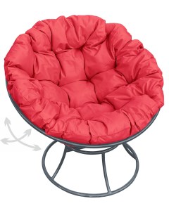 Кресло серое Папасан пружинка 12040306 красная подушка M-group