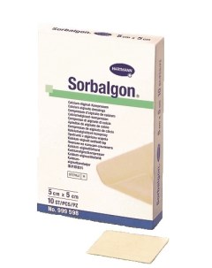 Повязка Sorbalgon из кальция альгината для экссудирующих и кровоточащих ран 5х5 см 10 шт Hartmann
