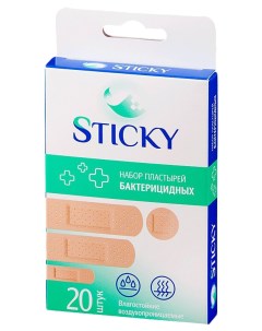 Пластырь бактерицидный влагостойкий 1 9 х 7 2 см 20 шт Sticky